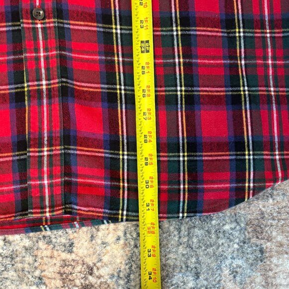 L.L. Bean #228061 Men's Classic Red Scotch Plaid Flannel Button-Front Shirt XL - Picture 9 of 9